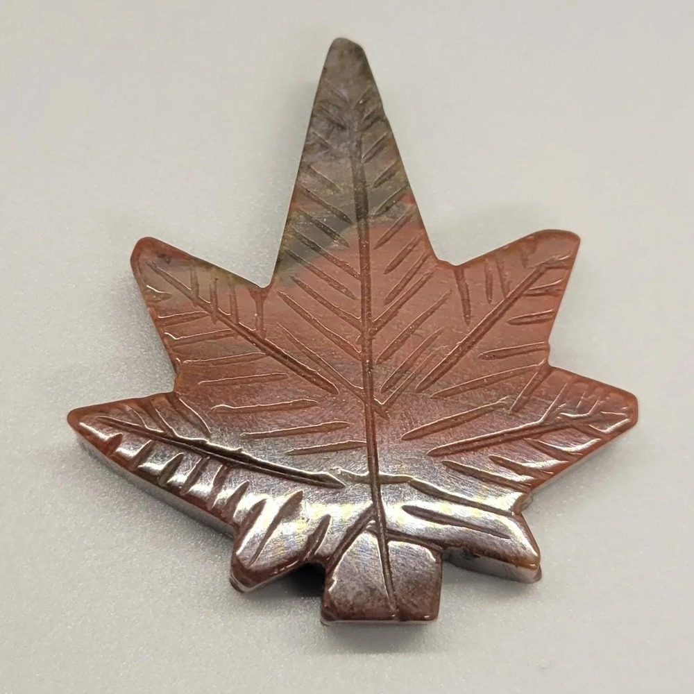 Ocean Jasper Cannabis Leaf Stone Carving, Weed Leaf, Ocean Jasper Stone